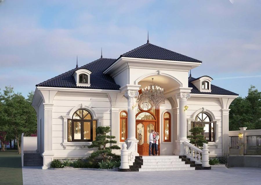 Mẫu thiết kế nhà 1 tầng gác lửng mái Nhật