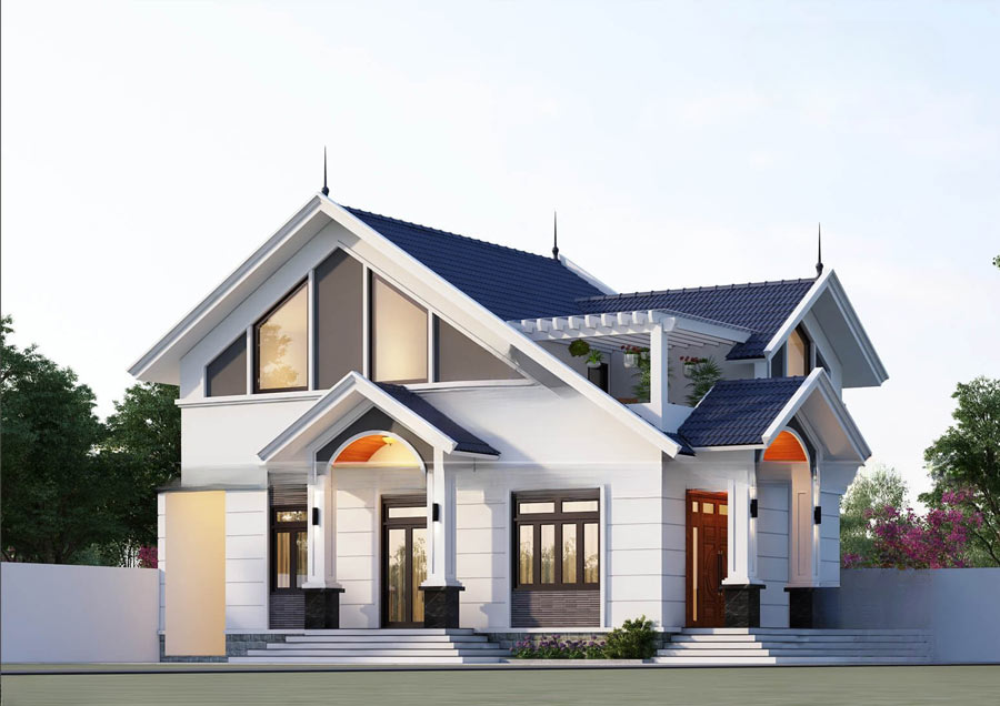 Biệt thự 1 tầng có gác lửng mái Thái