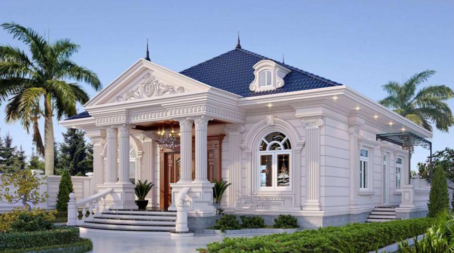 Mẫu biệt thự nhà vườn 1 tầng có gác lửng