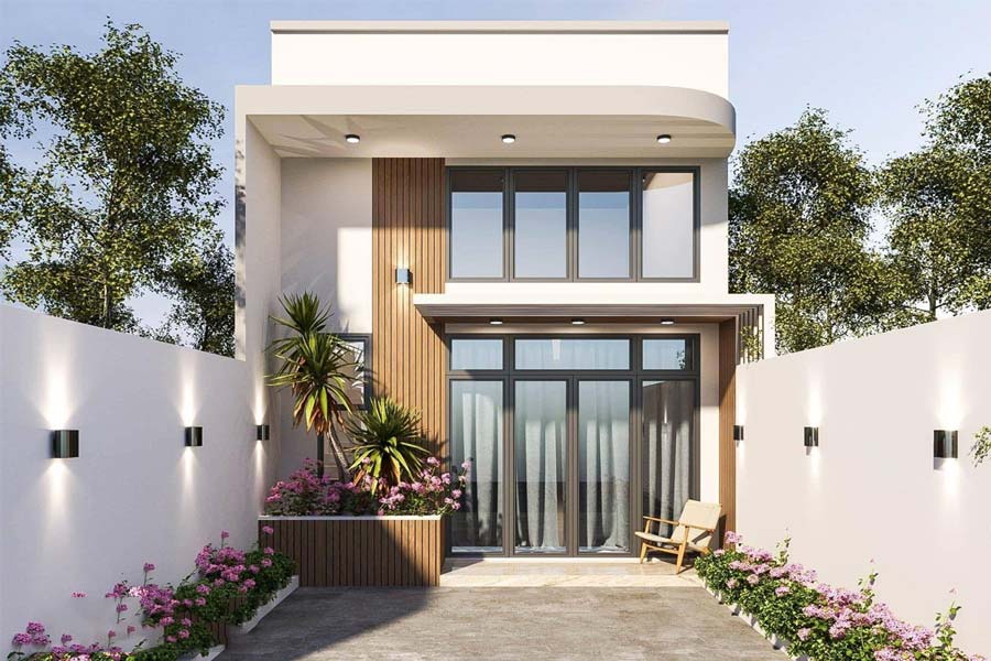 Biệt thự 1 tầng có gác lửng thiết kế tối giản