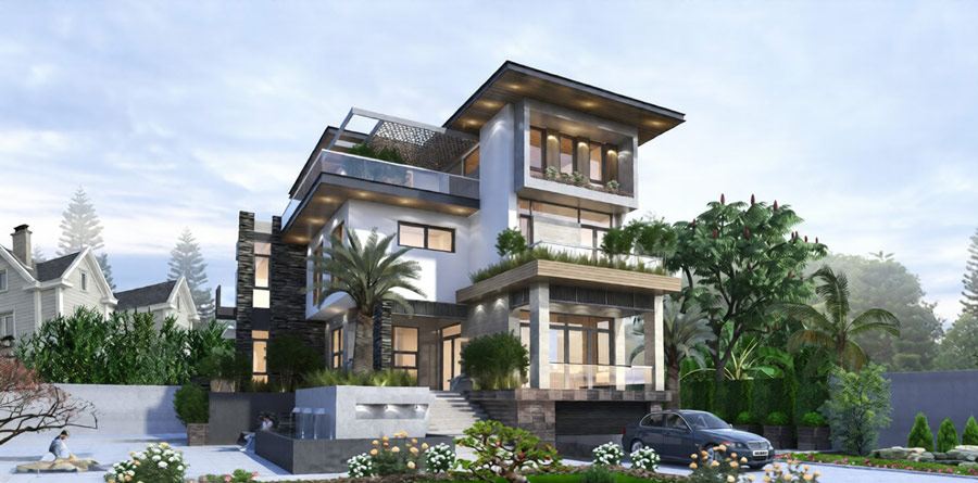 Mẫu thiết kế biệt thự 3 tầng có thang máy 250m2