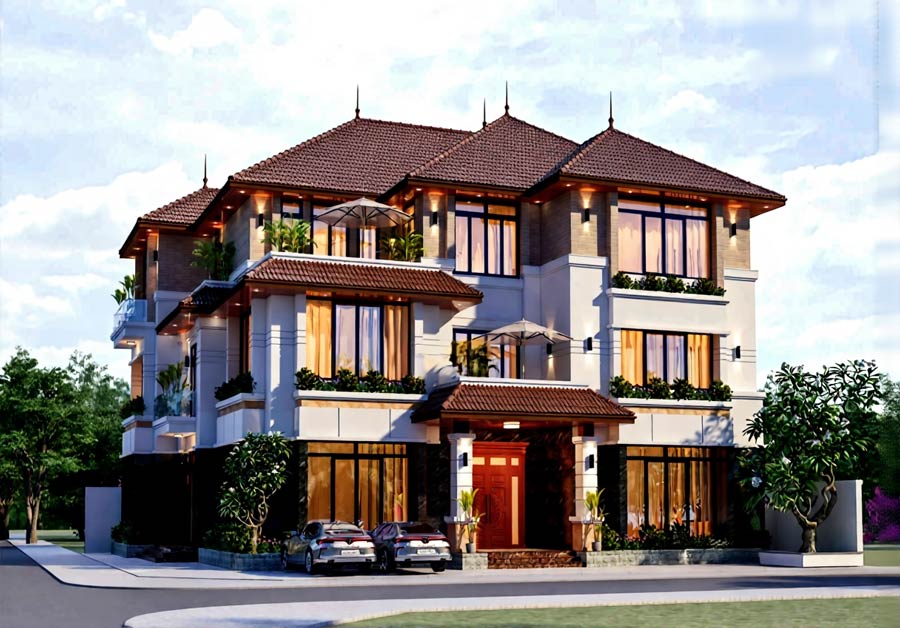 Mẫu thiết kế biệt thự 3 tầng có thang máy 250m2