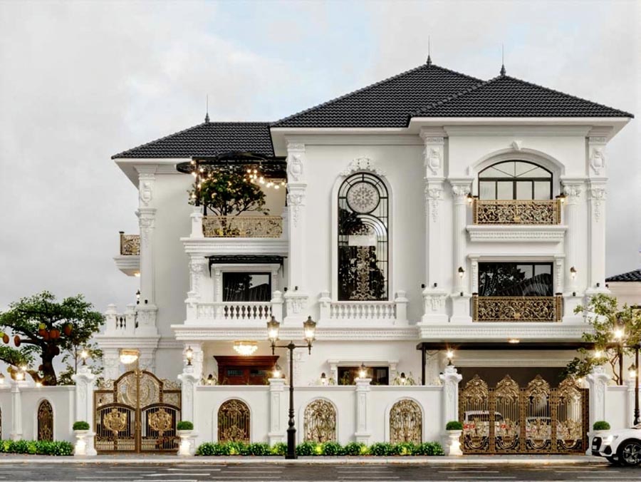 Thiết kế nhà biệt thự 3 tầng có thang máy mái nhật