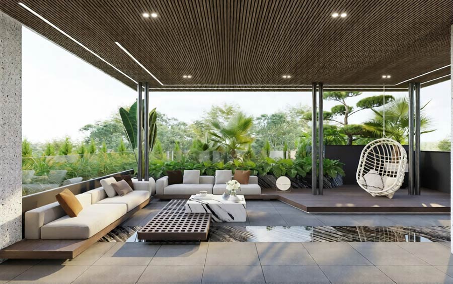 Biệt thự 3 tầng mái bằng có sân thượng