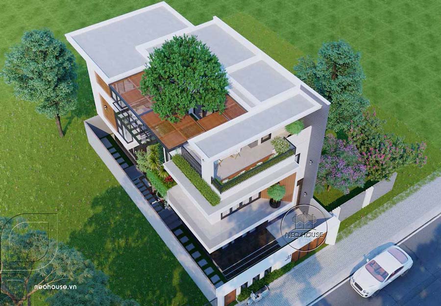 Biệt thự 3 tầng mái bằng mặt tiền 10m