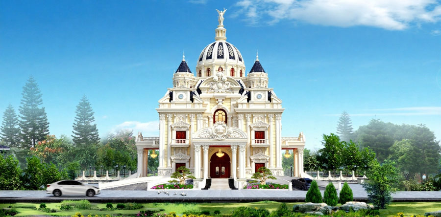 Thiết kế nhà biệt thự lâu đài 2 tầng 2 mặt tiền