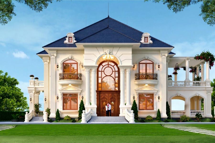 Mẫu thiết kế biệt thự lâu đài 2 tầng 6 phòng ngủ