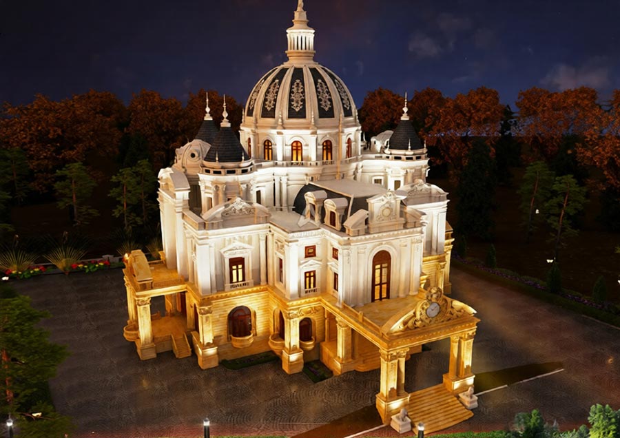 Mẫu thiết kế biệt thự lâu đài 2 tầng 6 phòng ngủ