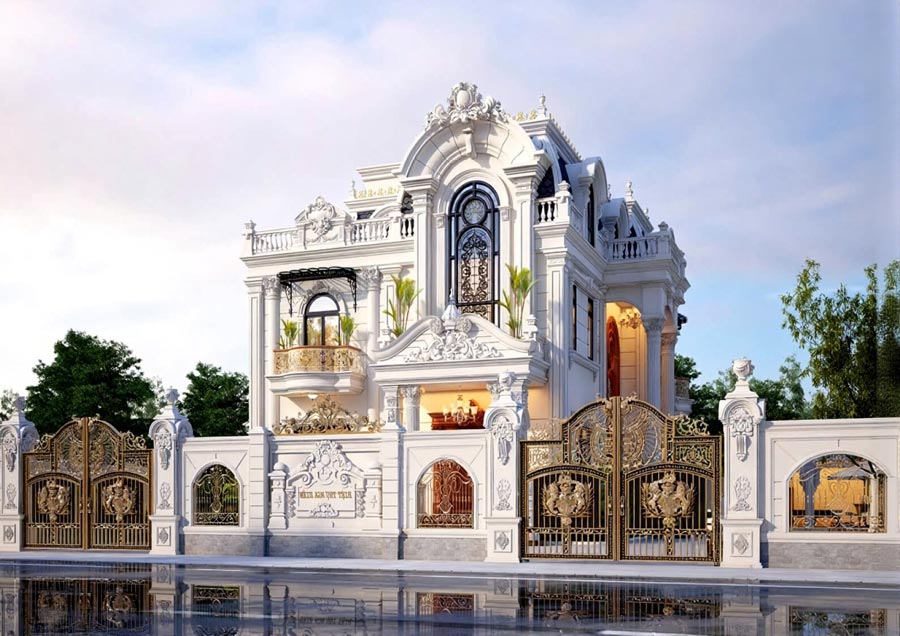 Mẫu nhà biệt thự lâu đài 2 tầng sân vườn