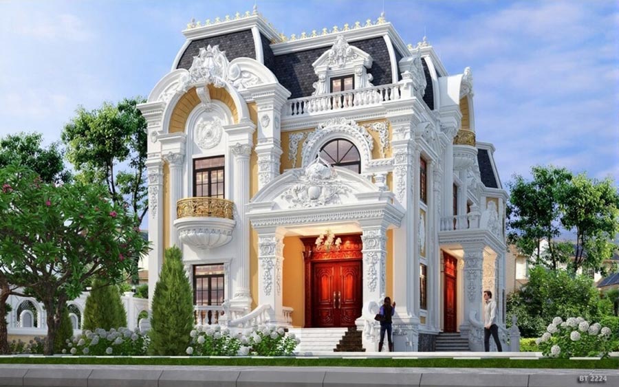 Mẫu biệt thự lâu đài 2 tầng mái Mansard