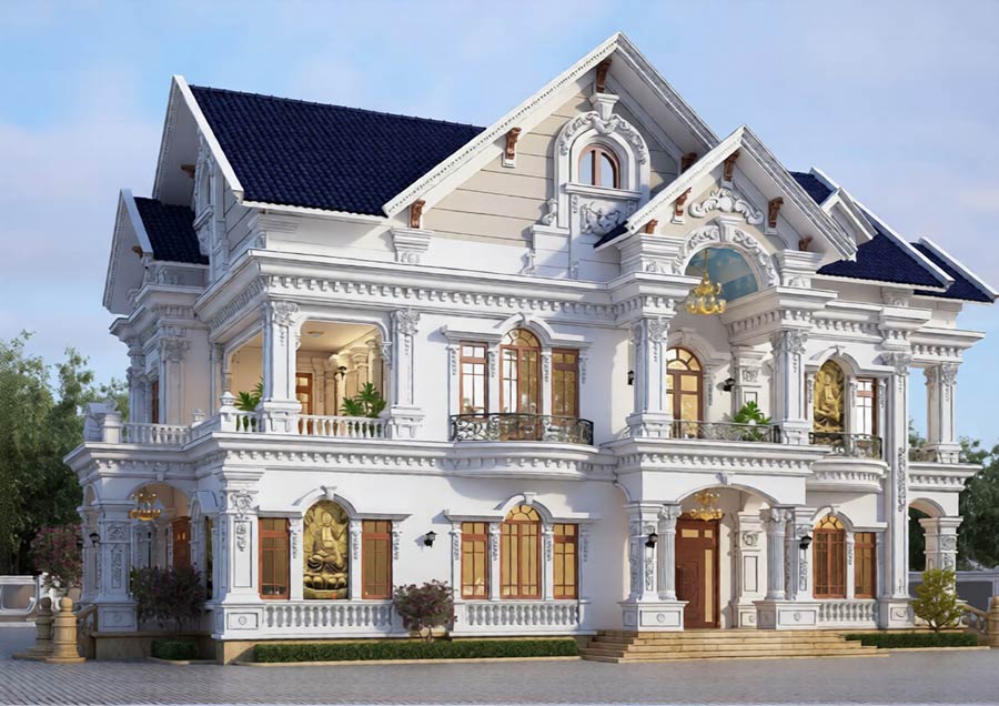 Biệt thự lâu đài 2 tầng mái Thái