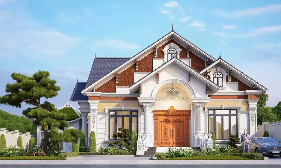 Mẫu nhà biệt thự mini tân cổ điển 5 phòng ngủ