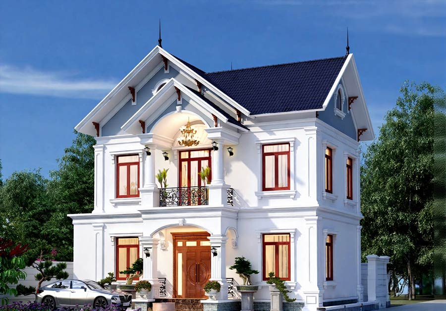 Mẫu nhà biệt thự mini tân cổ điển 5 phòng ngủ