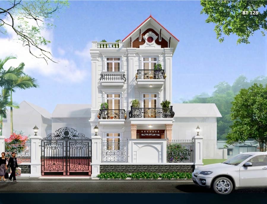 Mẫu biệt thự mini 3 tầng có thang máy