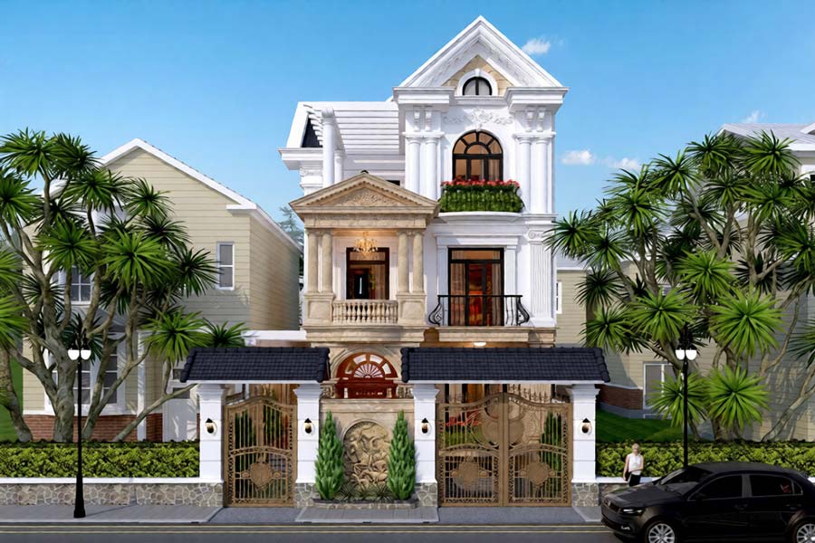 Mẫu biệt thự mini 3 tầng có thang máy