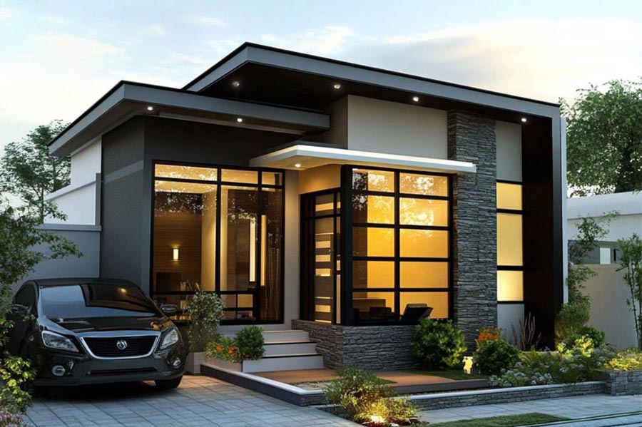 Thiết kế biệt thự mini cấp 4 2 phòng ngủ