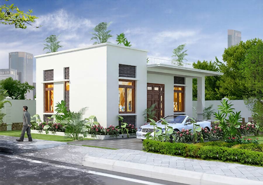 Mẫu nhà biệt thự mini cấp 4 diện tích 70m2