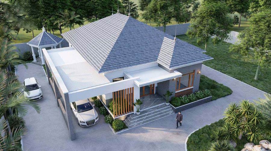 Mẫu biệt thự mini cấp 4 có gara