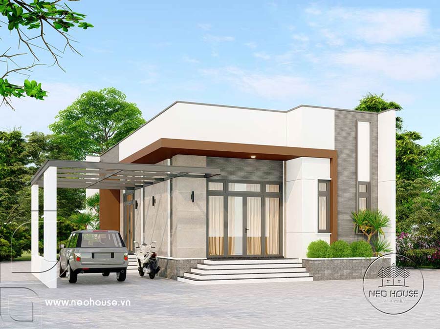 Mẫu biệt thự mini mái bằng cấp 4 hiện đại