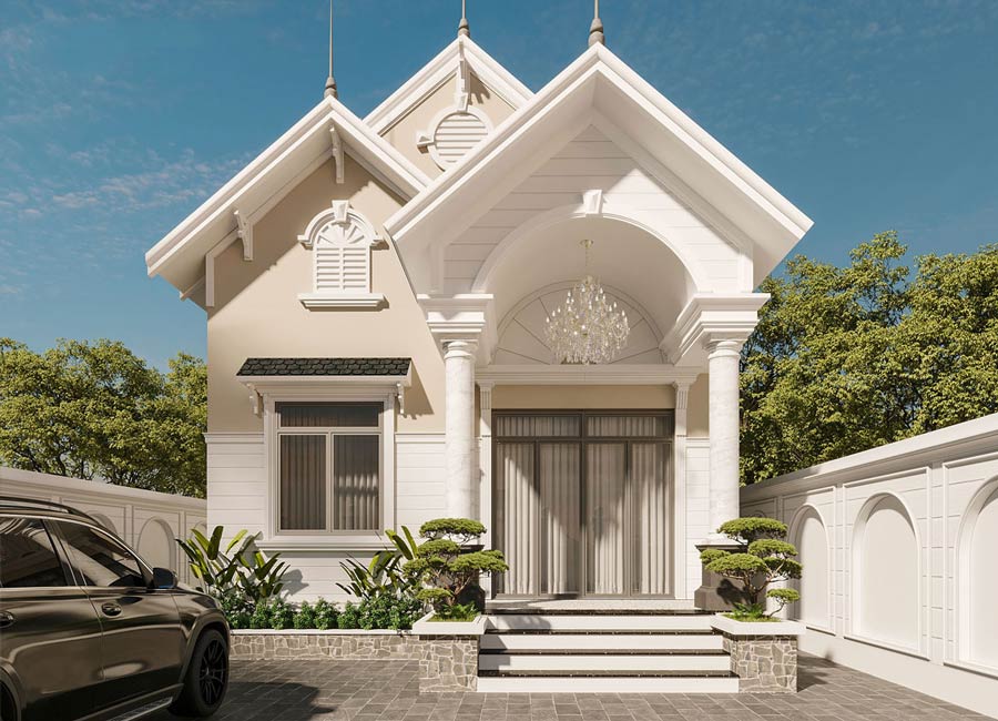 Thiết kế biệt thự mini cấp 4 đẹp mặt tiền 8m