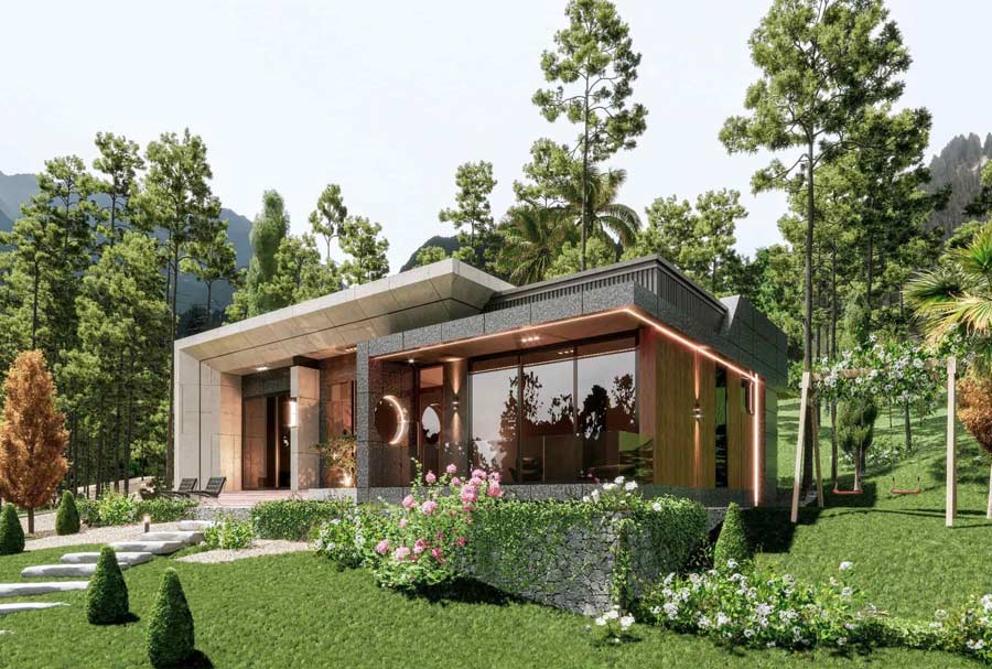 Mẫu biệt thự mini cấp 4 thiết kế tối giản