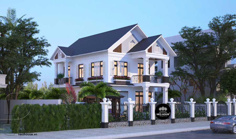 Mẫu biệt thự mini 2 tầng mái Thái