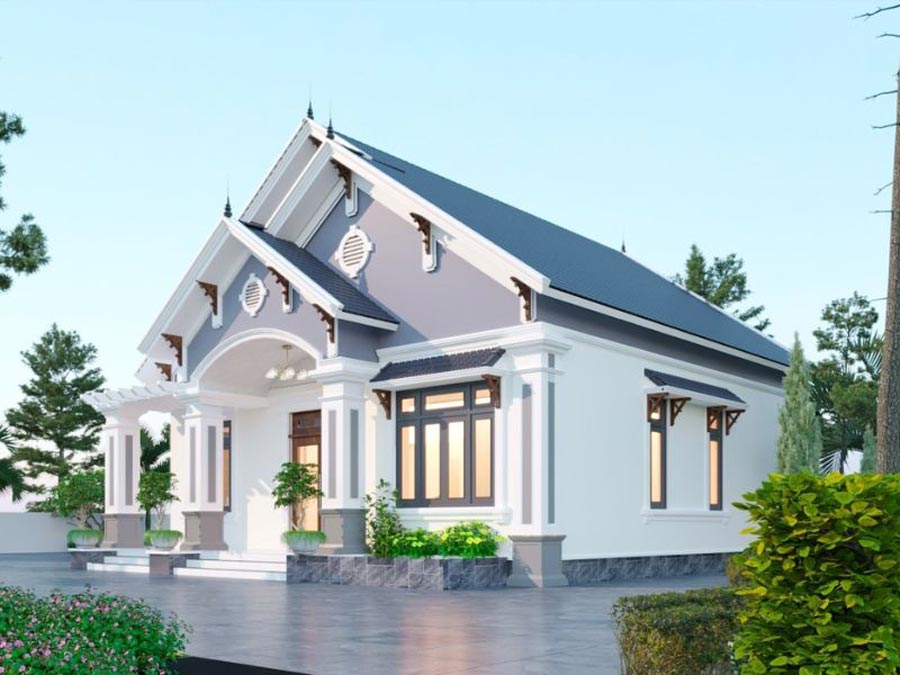 Mẫu biệt thự mini mái Thái 1 tầng