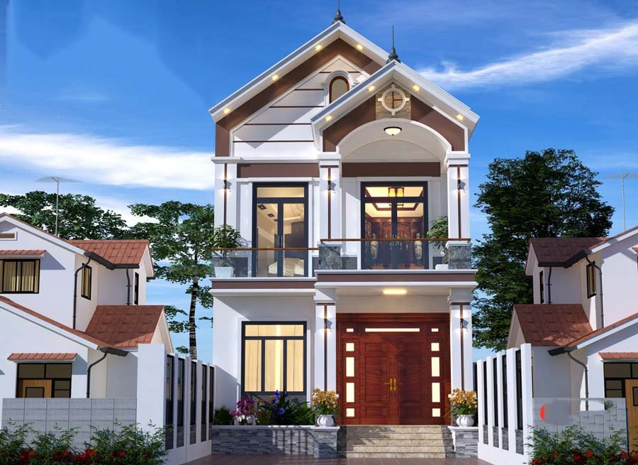 Thiết kế biệt thự mini mái Thái mặt tiền 7m