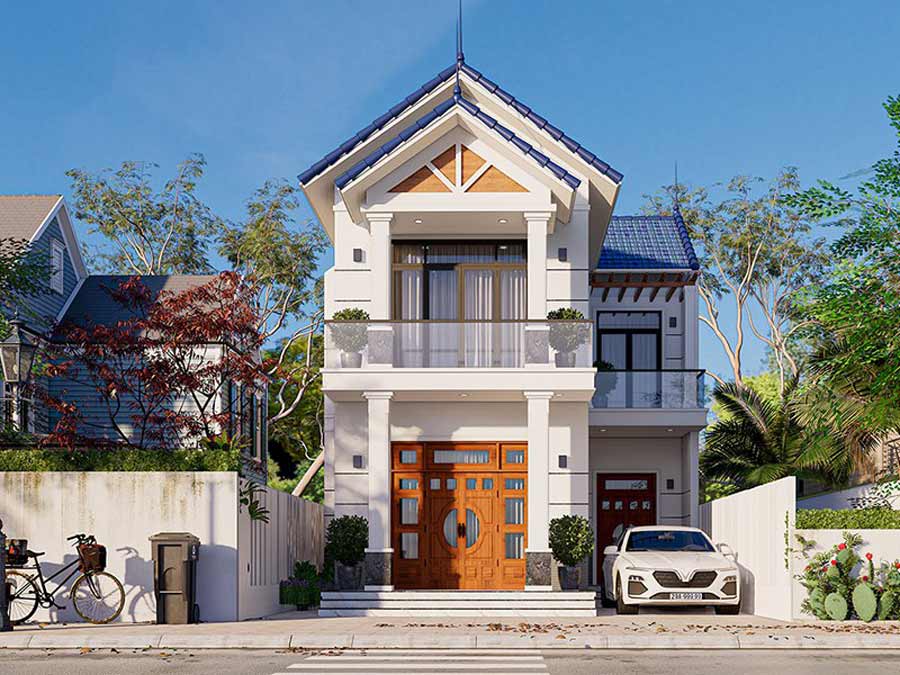 Thiết kế biệt thự mini mái Thái mặt tiền 7m