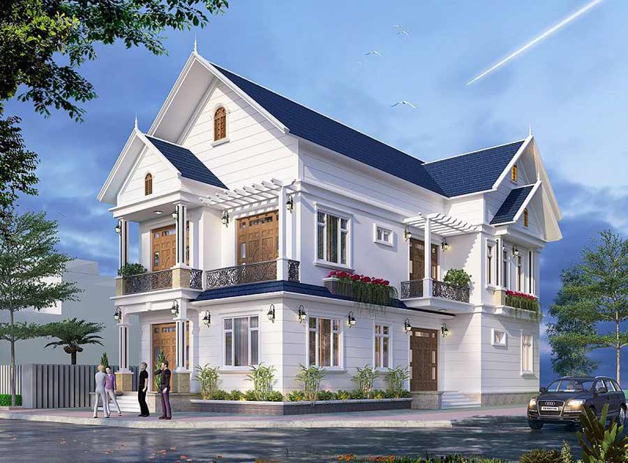 Thiết kế biệt thự mini mái Thái mặt tiền 7m