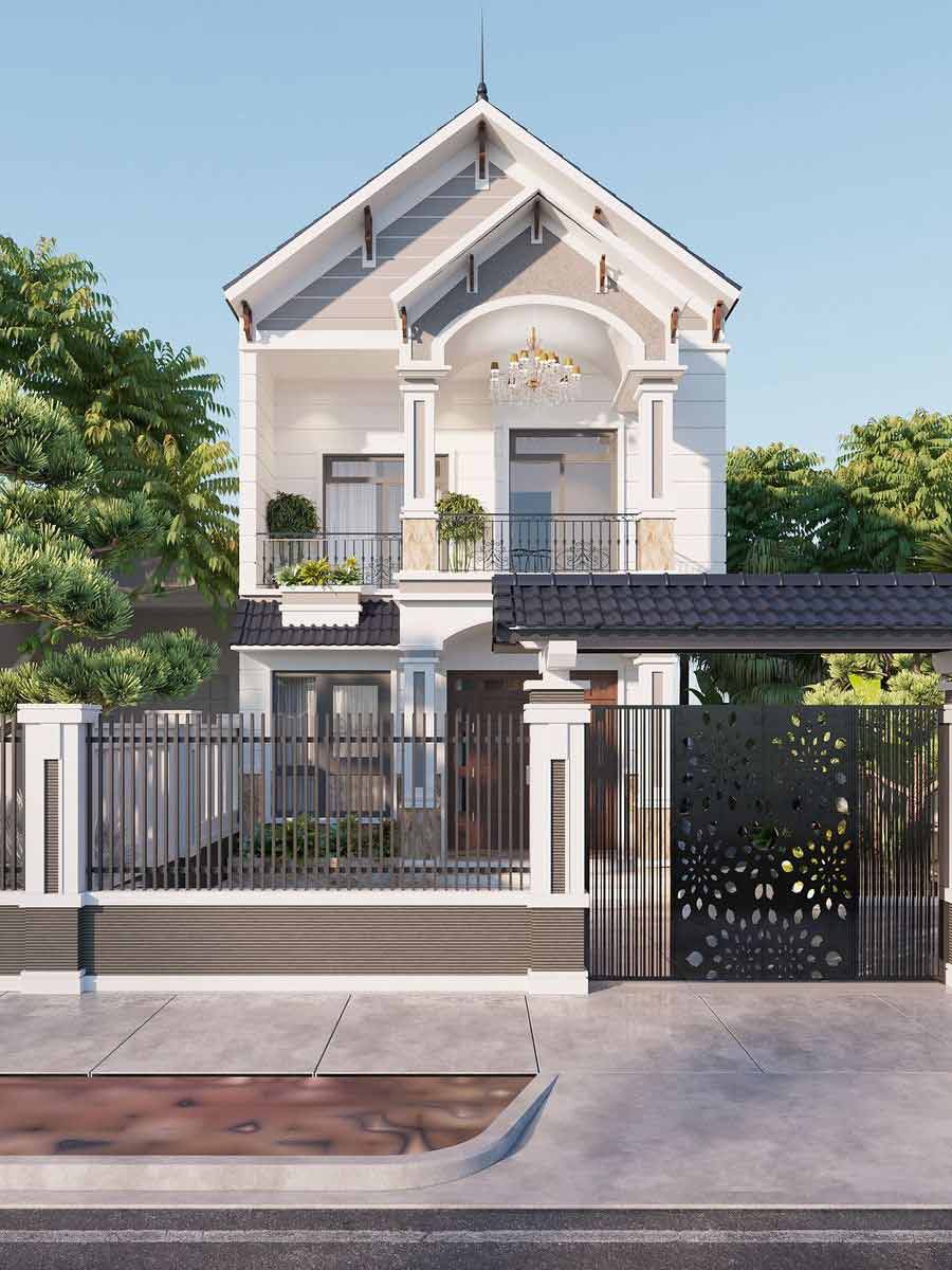 Thiết kế biệt thự mini mái Thái tối giản