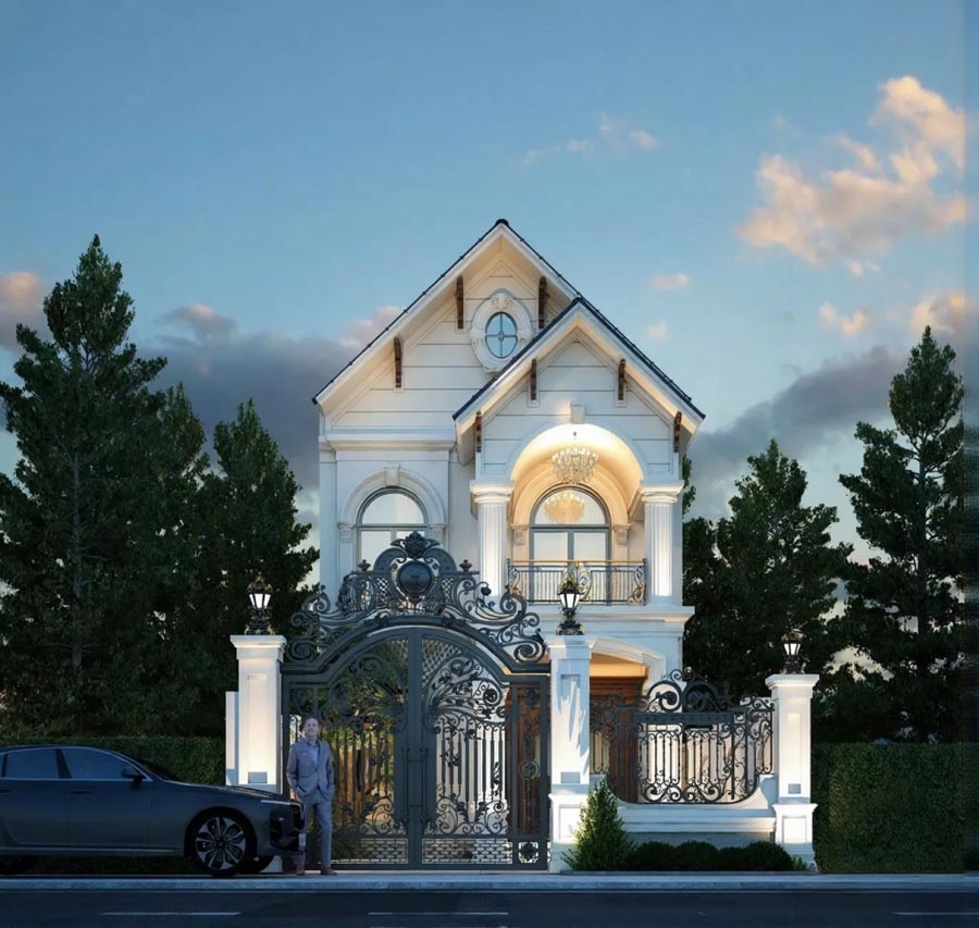 Mẫu biệt thự mini tân cổ điển 2 tầng