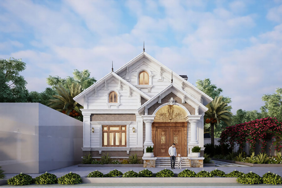 Mẫu biệt thự mini tân cổ điển 3 phòng ngủ