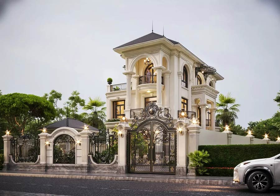 Mẫu biệt thự mini tân cổ điển 3 phòng ngủ