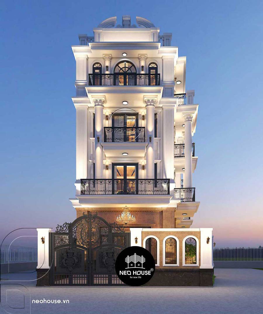 Nhà biệt thự mini tân cổ điển 4 tầng