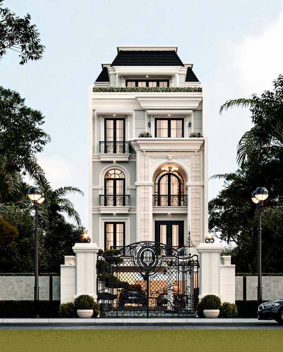 Mẫu biệt thự tân cổ điển mini 5 tầng