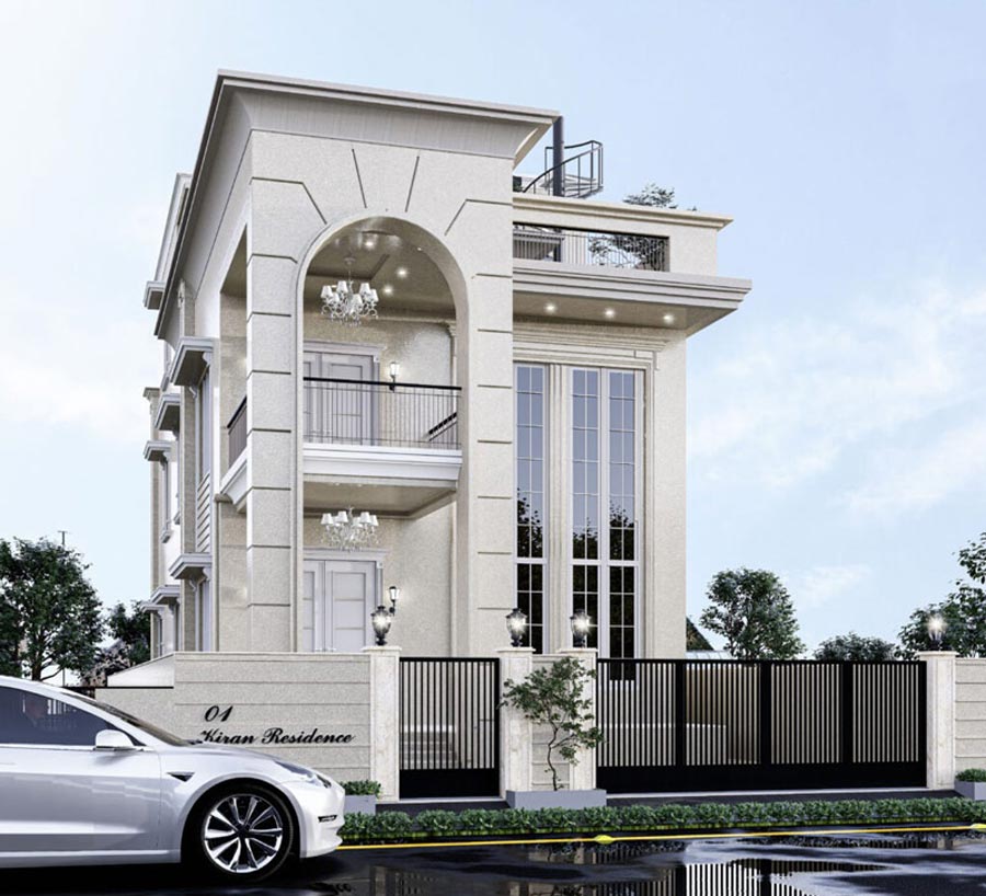 Mẫu biệt thự mini tân cổ điển không gian mở