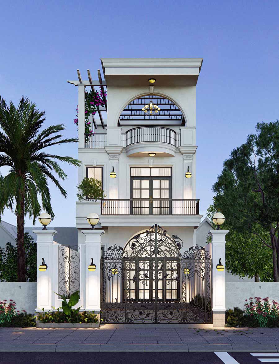 Mẫu biệt thự mini tân cổ điển không gian mở