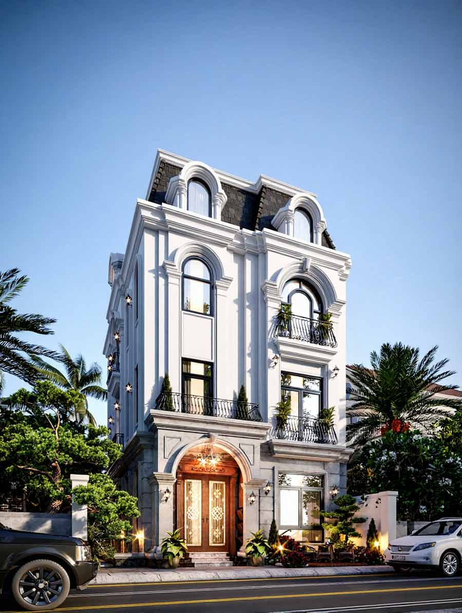 Thiết kế biệt thự mini tân cổ điển mái Mansard