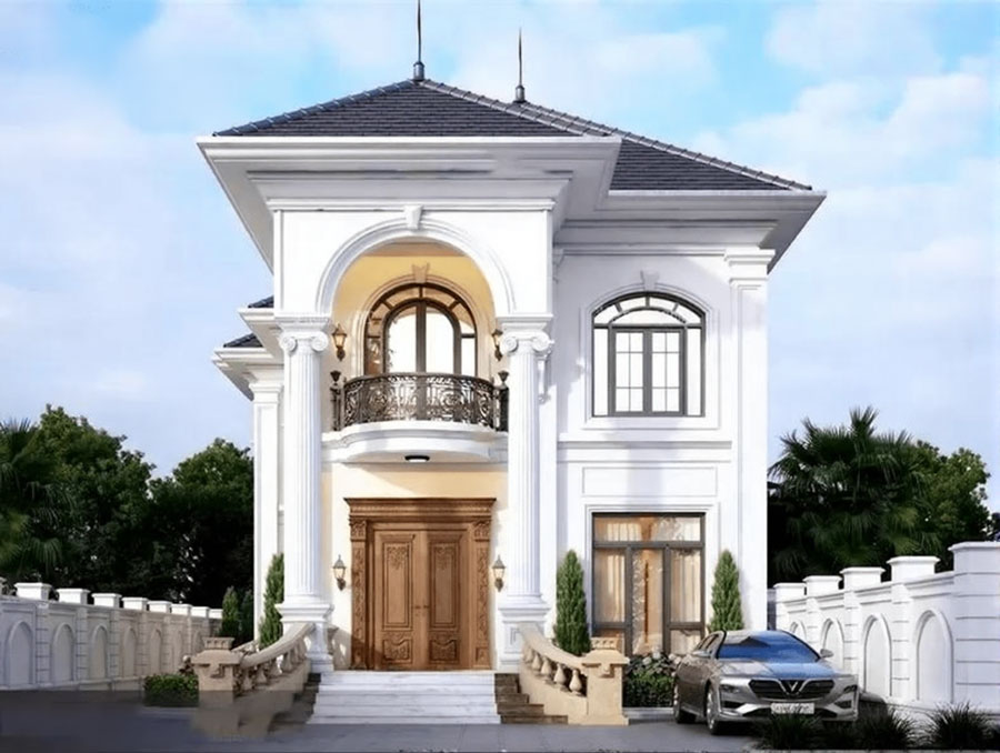 Mẫu biệt thự mini tân cổ điển mái nhật