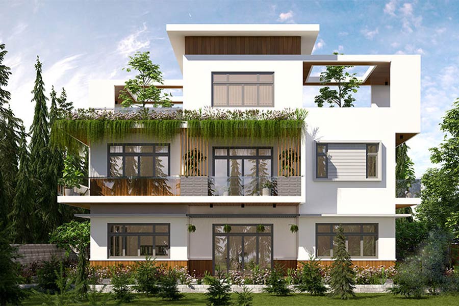 Biệt thự nhà vườn 3 tầng có thang máy