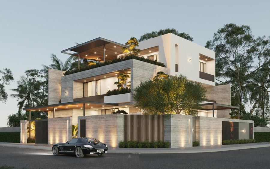 Thiết kế nhà vườn 500m2 3 tầng hiện đại