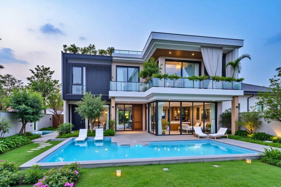 Mẫu nhà biệt thự vườn 500m2 có hồ bơi