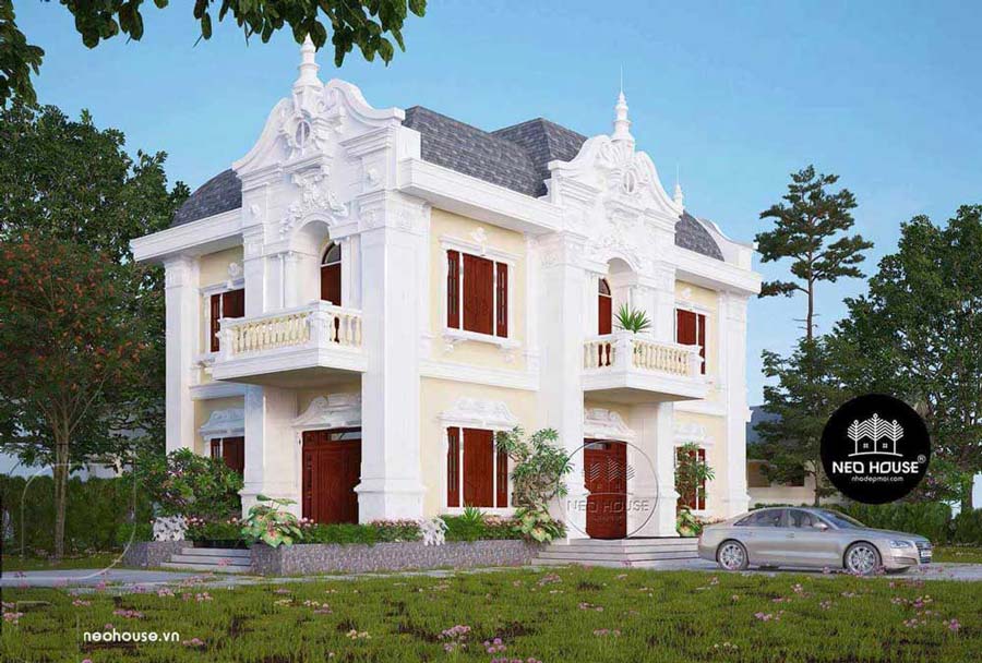 Mẫu biệt thự nhà vườn 500m2 phong cách tân cổ điển