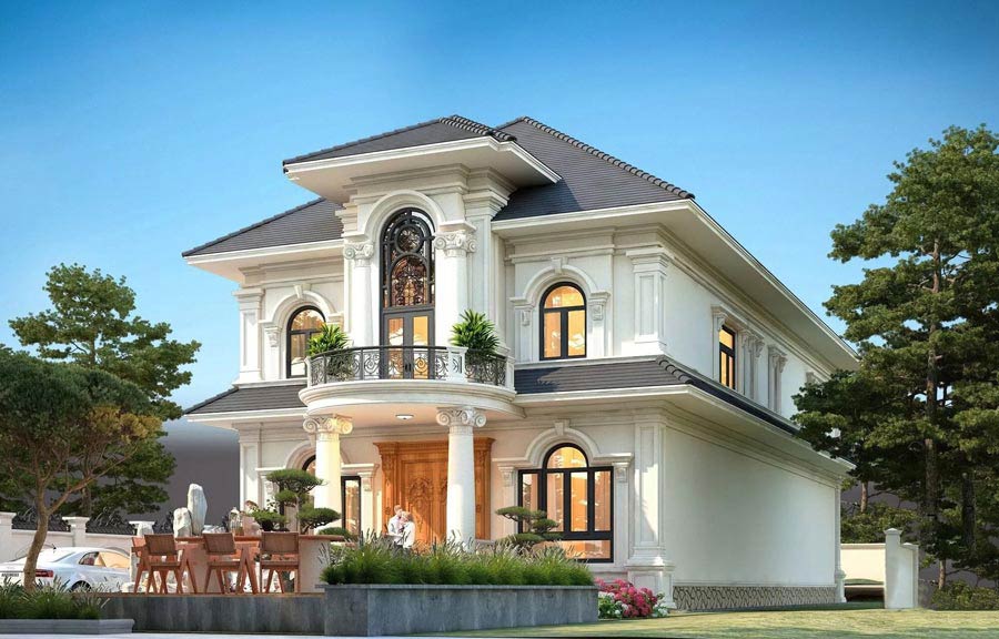 Thiết kế nhà vườn châu Âu 2 tầng