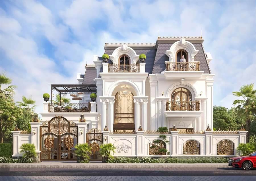 Thiết kế nhà vườn châu Âu 2 tầng