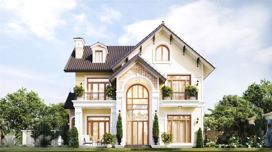 Thiết kế nhà vườn châu Âu kiểu mái Thái