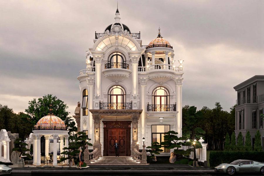 Mẫu biệt thự nhà vườn châu Âu kiểu mái vòm