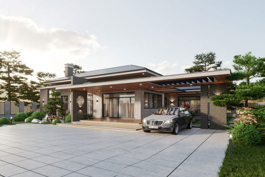 Nhà vườn 1 tầng phong cách Nhật