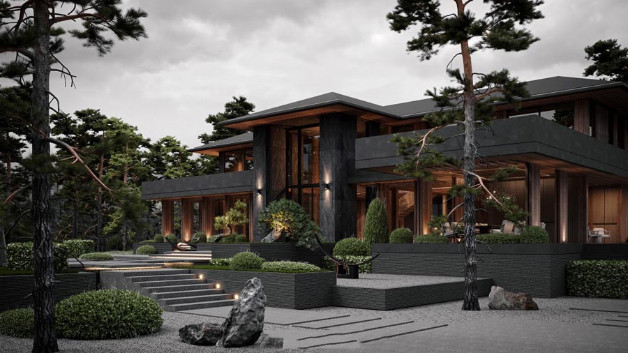 Mẫu biệt thự nhà vườn 2 tầng kiểu Nhật